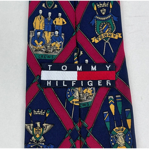 Vintage Tommy Hilfiger Mens Crews Rowing Nautical Neck Tie 100% Silk Navy USA - Picture 5 of 7